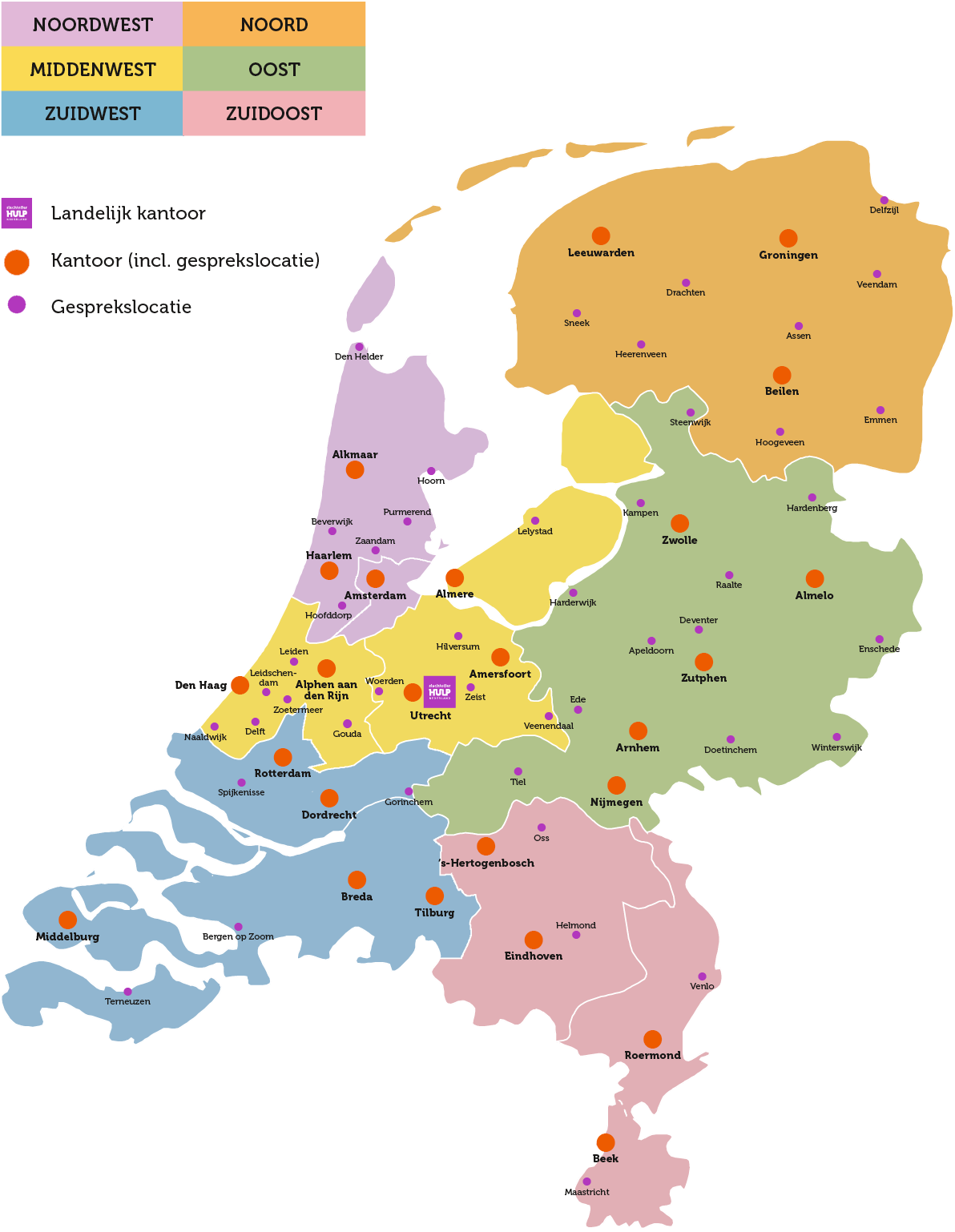 Regiokaart Slachtofferhulp Nederland