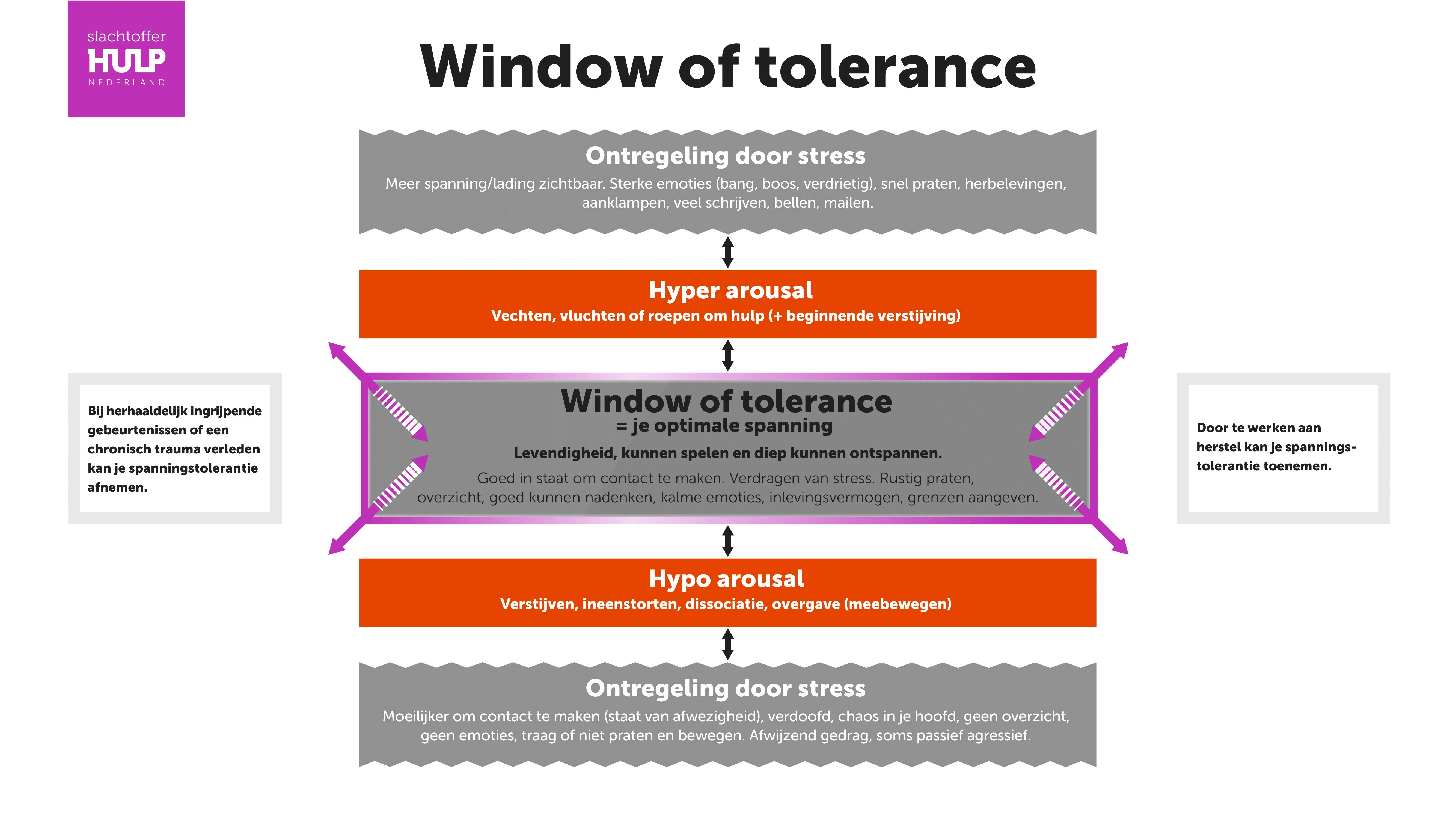 Infographic met uitleg over de window of tolerance